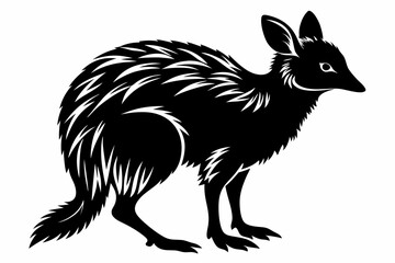 kowari silhouette line art vector illustration with a white background