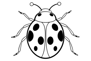 ladybug silhouette line art vector illustration with a white background