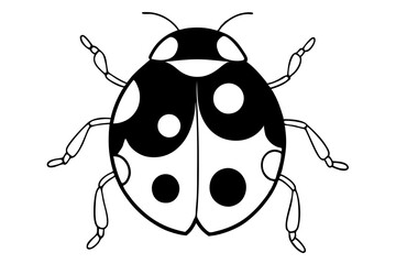 ladybug silhouette line art vector illustration with a white background