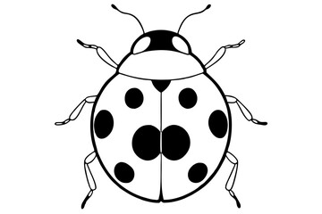 ladybug silhouette line art vector illustration with a white background
