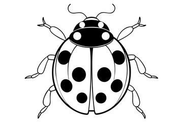 ladybug silhouette line art vector illustration with a white background