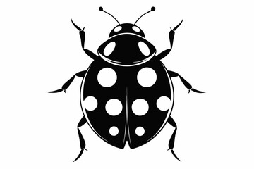 ladybug silhouette line art vector illustration with a white background
