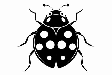 ladybug silhouette line art vector illustration with a white background