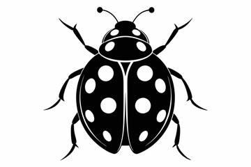 ladybug silhouette line art vector illustration with a white background