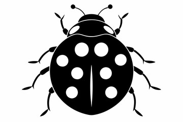ladybug silhouette line art vector illustration with a white background