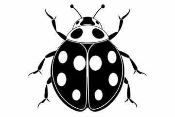 ladybug silhouette line art vector illustration with a white background