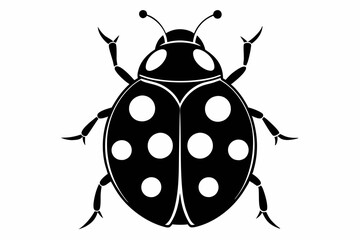 ladybug silhouette line art vector illustration with a white background