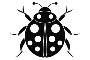 ladybug silhouette line art vector illustration with a white background