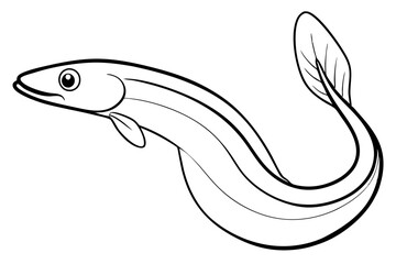 lamprey silhouette line art vector illustration with a white background