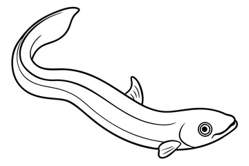 lamprey silhouette line art vector illustration with a white background