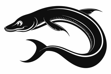 lamprey silhouette line art vector illustration with a white background