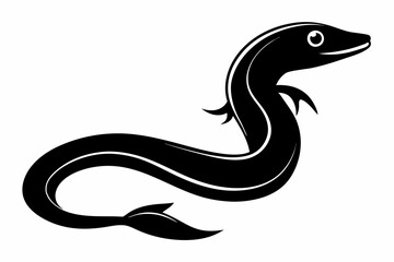 lamprey silhouette line art vector illustration with a white background