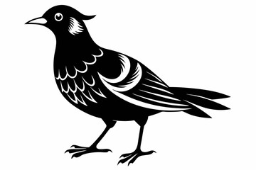 lark silhouette line art vector illustration with a white background