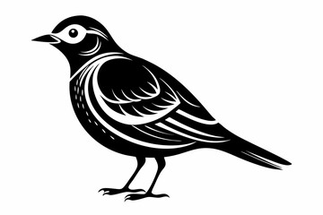 lark silhouette line art vector illustration with a white background