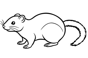 lemming silhouette line art vector illustration with a white background