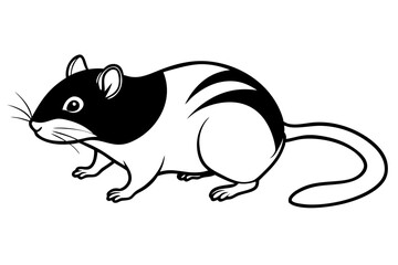 lemming silhouette line art vector illustration with a white background