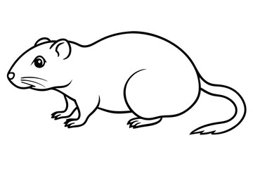 lemming silhouette line art vector illustration with a white background
