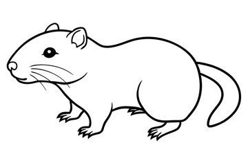 lemming silhouette line art vector illustration with a white background