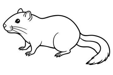 lemming silhouette line art vector illustration with a white background