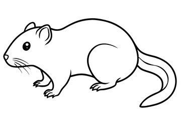 lemming silhouette line art vector illustration with a white background