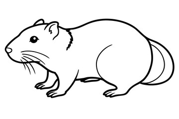 lemming silhouette line art vector illustration with a white background