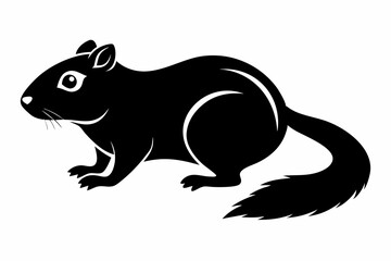 lemming silhouette line art vector illustration with a white background