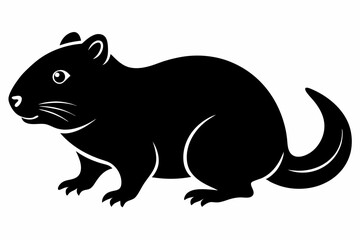 lemming silhouette line art vector illustration with a white background