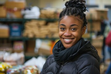 Young african american female volunteer at community center