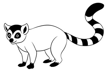 lemur silhouette line art vector illustration with a white background