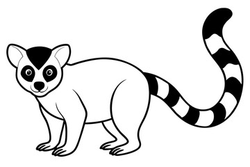 lemur silhouette line art vector illustration with a white background