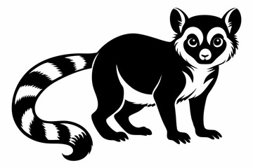 lemur silhouette line art vector illustration with a white background