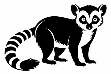 lemur silhouette line art vector illustration with a white background