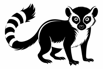 lemur silhouette line art vector illustration with a white background