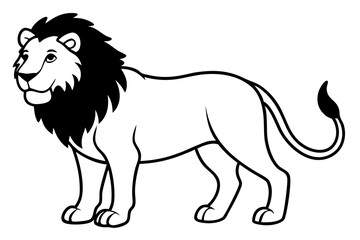 lion silhouette line art vector illustration with a white background