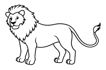 lion silhouette line art vector illustration with a white background