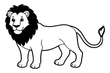 lion silhouette line art vector illustration with a white background