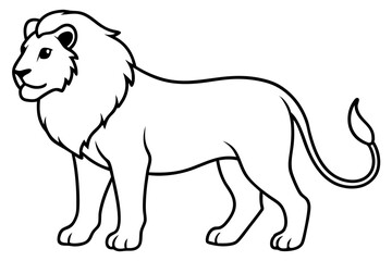lion silhouette line art vector illustration with a white background