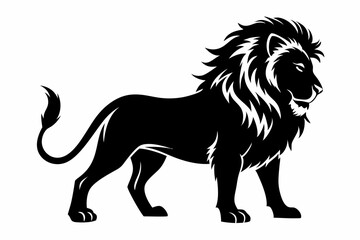 lion silhouette line art vector illustration with a white background