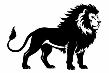 lion silhouette line art vector illustration with a white background