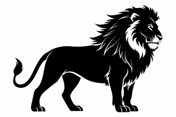 lion silhouette line art vector illustration with a white background