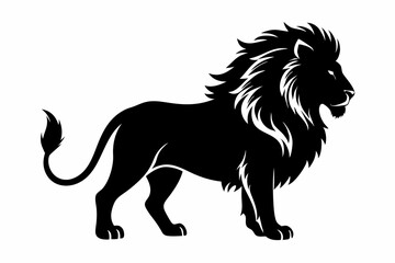 lion silhouette line art vector illustration with a white background