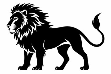 lion silhouette line art vector illustration with a white background