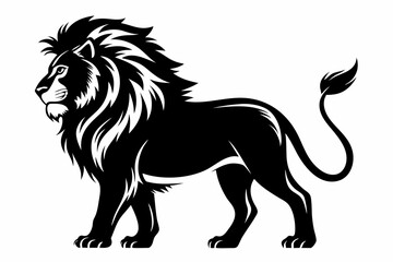 lion silhouette line art vector illustration with a white background