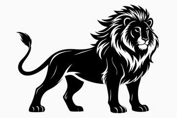 lion silhouette line art vector illustration with a white background