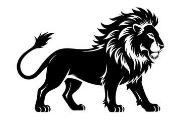 lion silhouette line art vector illustration with a white background