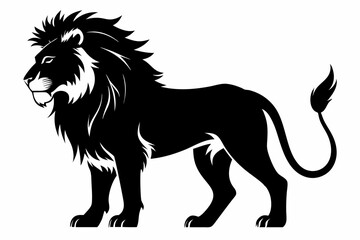 lion silhouette line art vector illustration with a white background