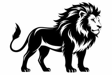lion silhouette line art vector illustration with a white background