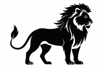 lion silhouette line art vector illustration with a white background