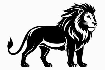 lion silhouette line art vector illustration with a white background