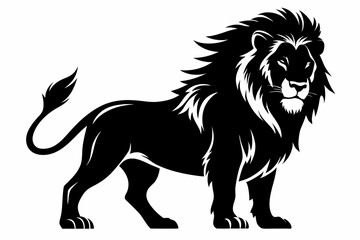 lion silhouette line art vector illustration with a white background